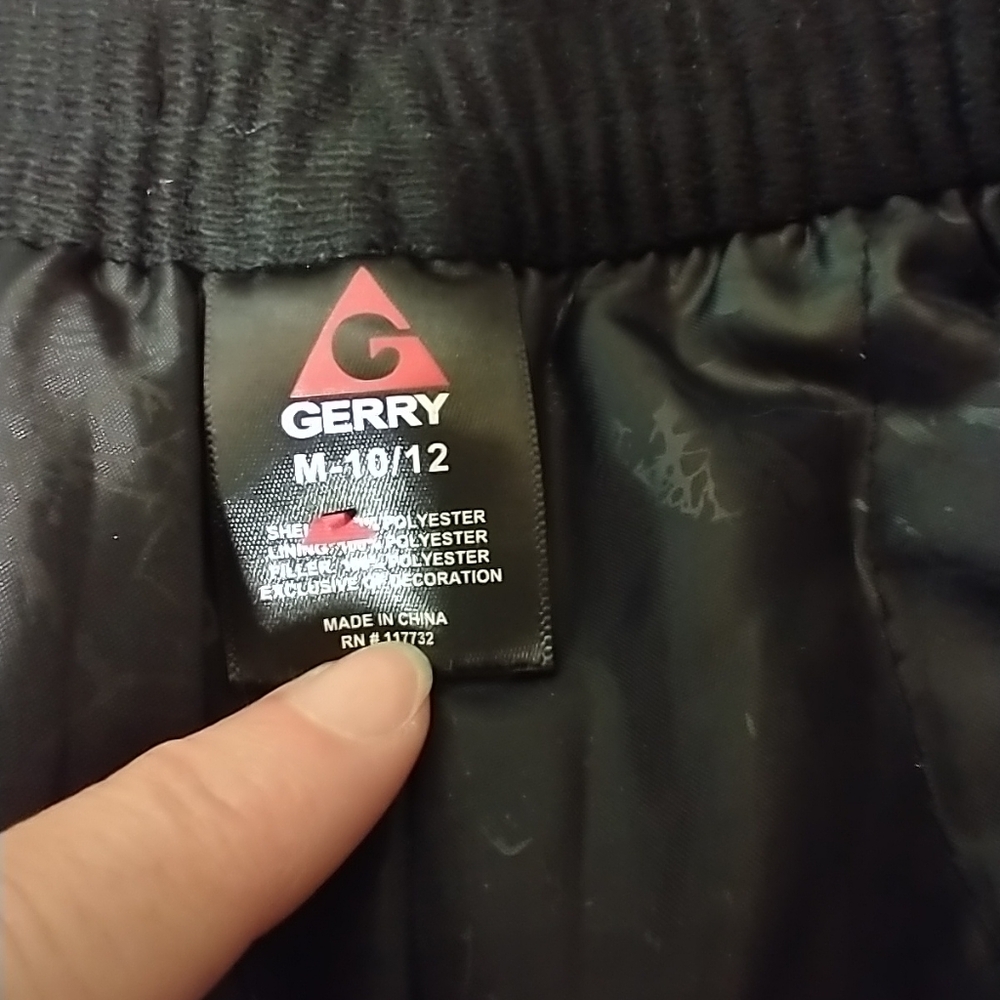 Gerry Black Snow Pant, Size 10-12, Pocket, Zipper And Snap, Winter - Picture 5 of 7